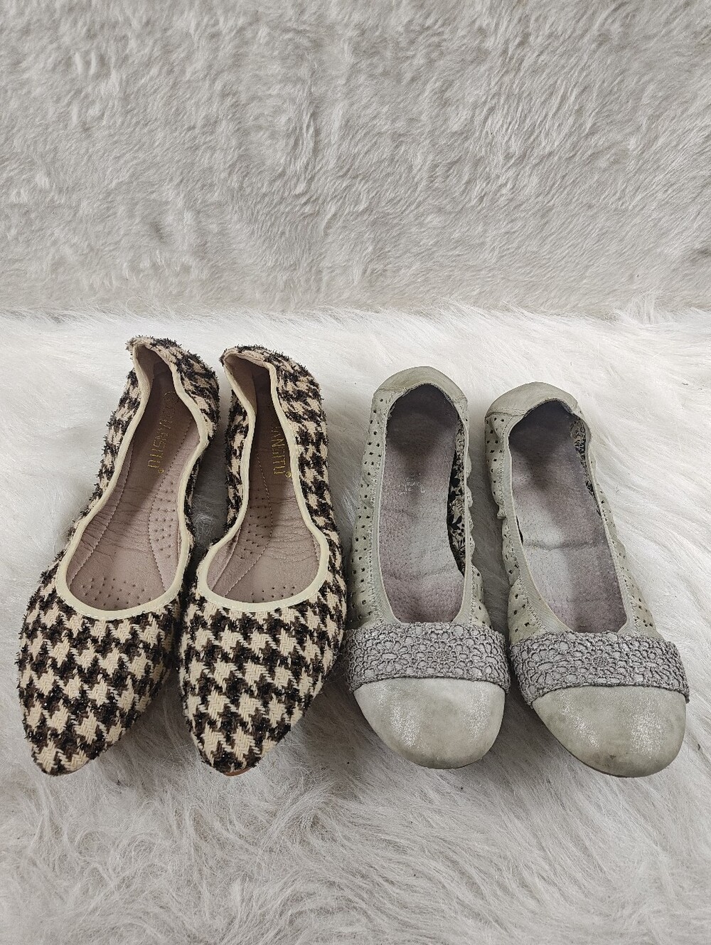 Rieker Silver & Guansitu Tan Foldable Ballet Flats Bundle Women's EU 41 US 10